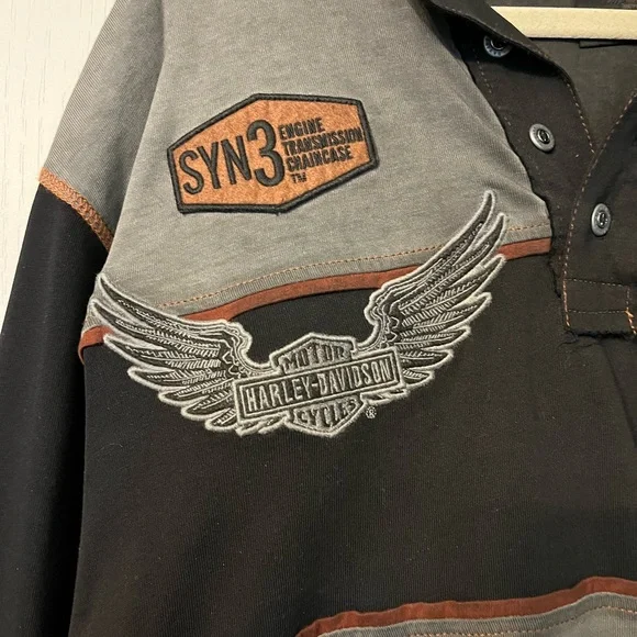 Harley-Davidson Gray and Black Long Sleeve Shirt. Size XL - Picture 3 of 6